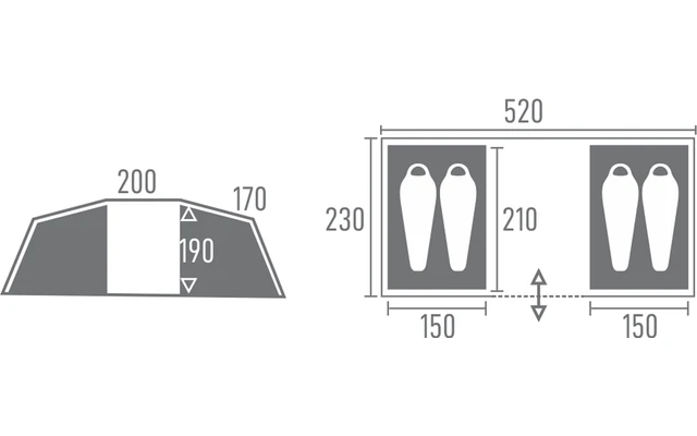Tambu Bara Vis à Vis 4 Personen Familien Zelt Navy Blau