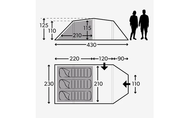 Kampa Mersea 3 Campingzelt Mit Stangen Für 3 Personen 430 X 230 X 125 Cm – Bild 2